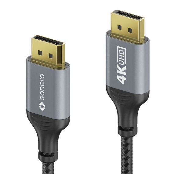 sonero SPC-DP100-010 DisplayPort-Kabel 1 m Schwarz, Grau, Farbe: Schwarz, Grau, Länge: 1 m