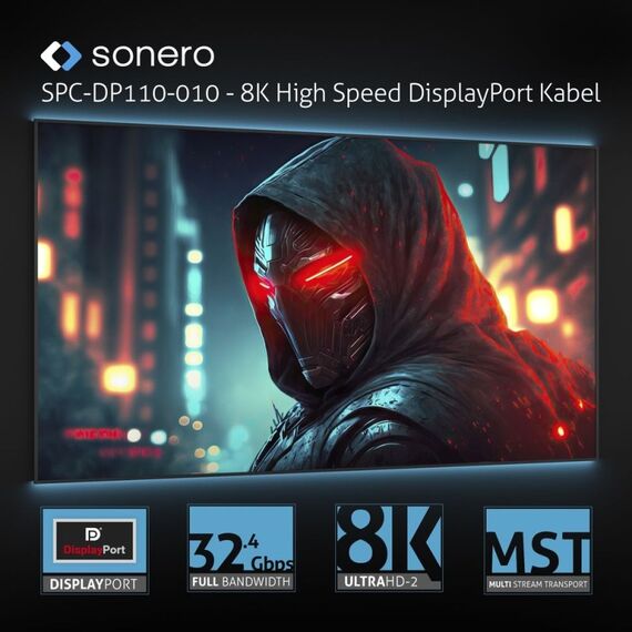 sonero SPC-DP110-010 DisplayPort-Kabel 1 m Blau, Grau, Farbe: Blau, Grau, Länge: 1 m, 6 image