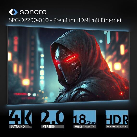 sonero SPC-DP200-030 Videokabel-Adapter 3 m HDMI Typ A (Standard) DisplayPort Schwarz, Grau, Farbe: Schwarz, Grau, Länge: 3 m, 6 image