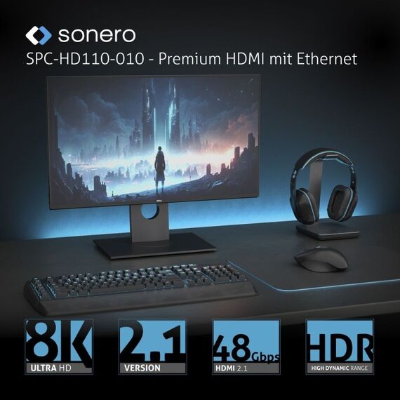 sonero SPC-HD110-020 HDMI-Kabel 2 m HDMI Typ A (Standard) Blau, Grau, 5 image