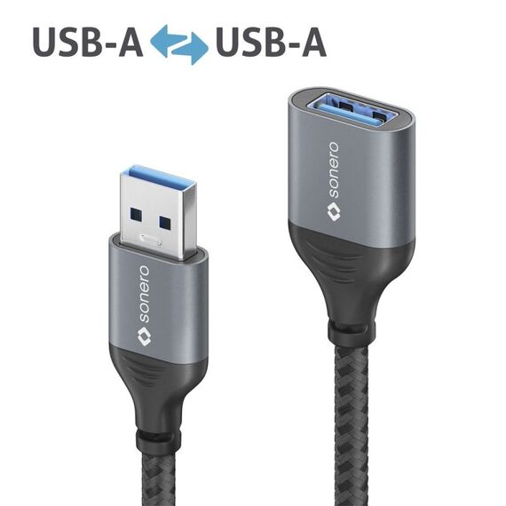 sonero SPC-U055-005 USB Kabel USB 3.2 Gen 1 (3.1 Gen 1) 0,5 m USB A 5 Gbit/s Schwarz, Grau, Farbe: Schwarz, Grau, Länge: 0,5 m, 2 image