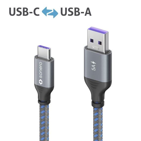 sonero SPC-U110-010 USB Kabel USB 2.0 1 m USB C USB A 0,48 Gbit/s Blau, Grau, 2 image