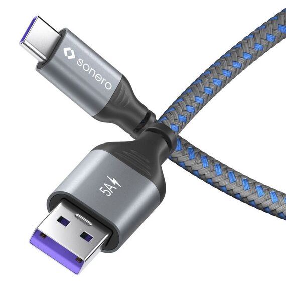 sonero SPC-U110-015 USB Kabel USB 2.0 1,5 m USB C USB A 0,48 Gbit/s Blau, Grau, 4 image