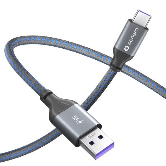 sonero SPC-U110-020 USB Kabel USB 2.0 2 m USB C USB A 0,48 Gbit/s Blau, Grau, 3 image