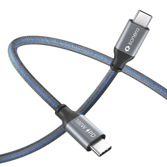sonero SPC-U310-015 USB Kabel USB 2.0 1,5 m USB C 0,48 Gbit/s 100 W Grau, Blau, Farbe: Grau, Blau, Länge: 1,5 m, 3 image