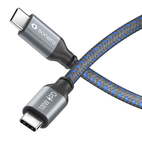 sonero SPC-U310-015 USB Kabel USB 2.0 1,5 m USB C 0,48 Gbit/s 100 W Grau, Blau, Farbe: Grau, Blau, Länge: 1,5 m, 4 image