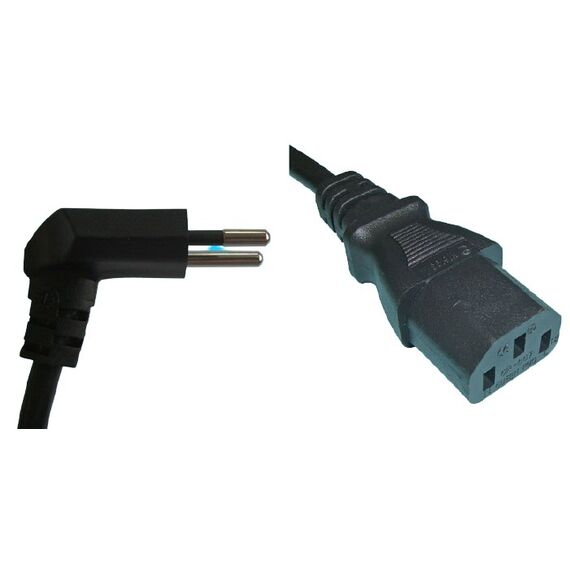 Diggelmann Netzkabel CH T12 90º/C13 3m schwarz, 1,0mm², Länge: 3 m