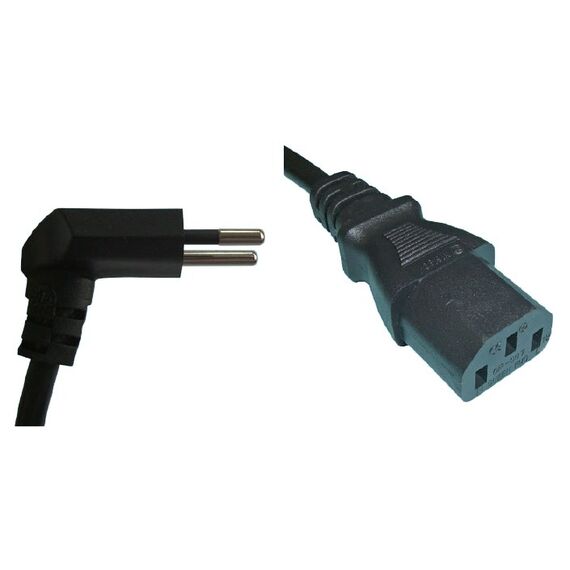 Diggelmann Netzkabel CH T12 90º/C13 5m schwarz, 1,0mm², Länge: 5 m