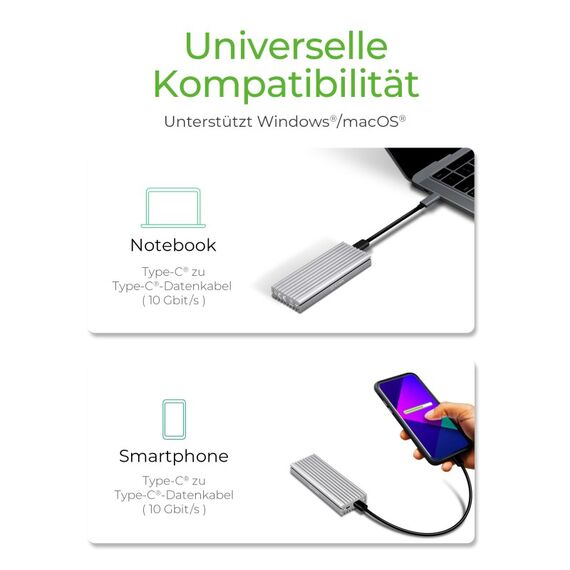ICY BOX IB-1817Ma-C31, Type-C® USB 3.2 Gen 2 zu PCIe NVMe M.2 2230/2242/2260/2280 SSD Gehäuse mit Schreibschutz, 2 image