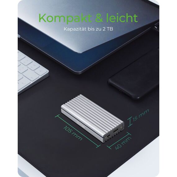 ICY BOX IB-1817Ma-C31, Type-C® USB 3.2 Gen 2 zu PCIe NVMe M.2 2230/2242/2260/2280 SSD Gehäuse mit Schreibschutz, 6 image