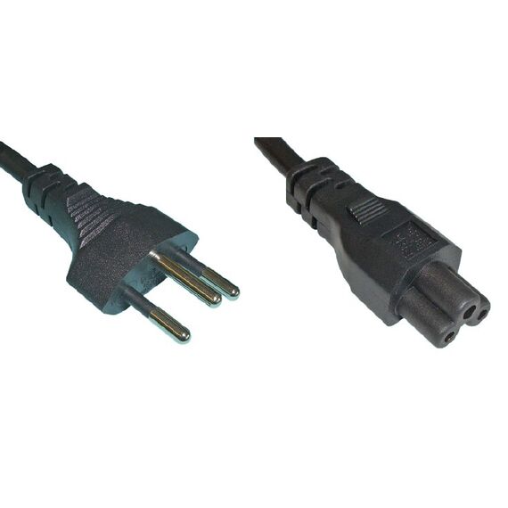 Diggelmann SPNBI-2 Stromkabel Schwarz 2 m T12 C5-Koppler, Farbe: Schwarz, Länge: 2 m