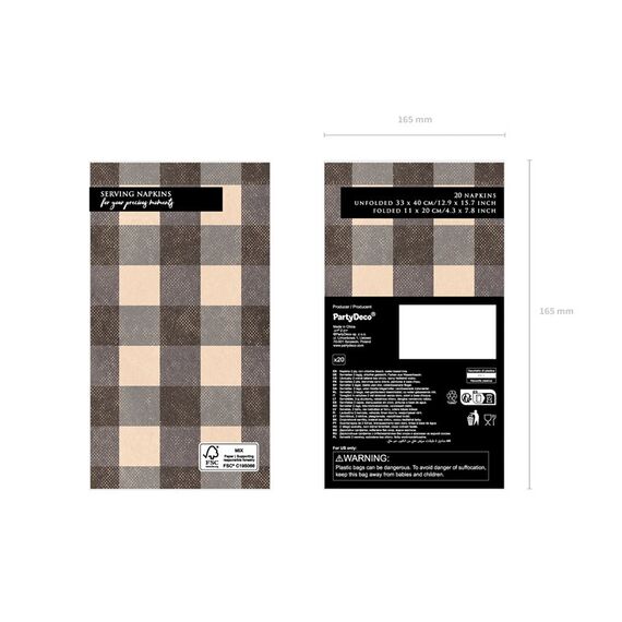 PartyDeco SPR1 Papierserviette Papier Braun 20 Stück(e), 2 image