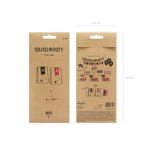 PartyDeco TNS9-031 Brotdose Lunchpaket Papier Schwarz, Natürlich/Natur, Rot 6 Stück(e), 6 image