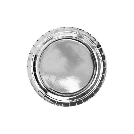 PartyDeco TPP36-018ME Einweggeschirr Teller, Farbe: Silber