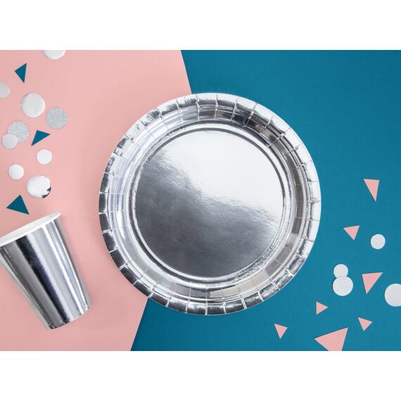 PartyDeco TPP36-018ME Einweggeschirr Teller, Farbe: Silber, 3 image
