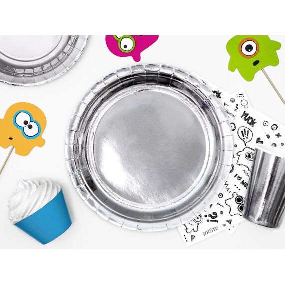 PartyDeco TPP36-018ME Einweggeschirr Teller, Farbe: Silber, 8 image