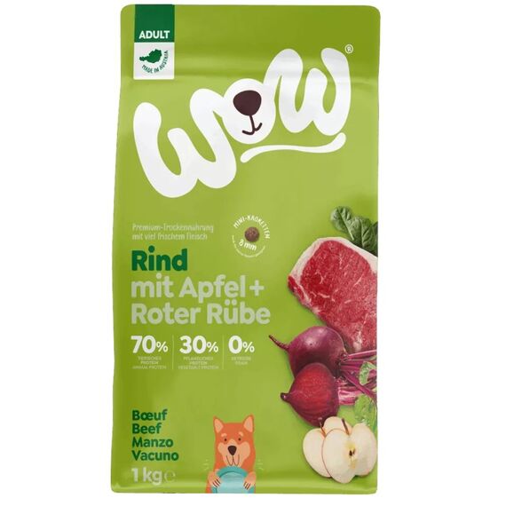 WOW.Pet WDA1000BE Hunde-Trockenfutter 1 kg Adult Apfel, Rind, Rote Bete
