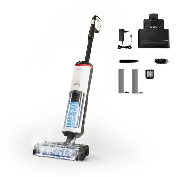 Polti RollySteam WD30C 3-in-1 Stabstaubsauger Batterie Trocken&Nass HEPA Beutellos 0,8 l 450 W Schwarz, Grau, Weiß 4 Ah