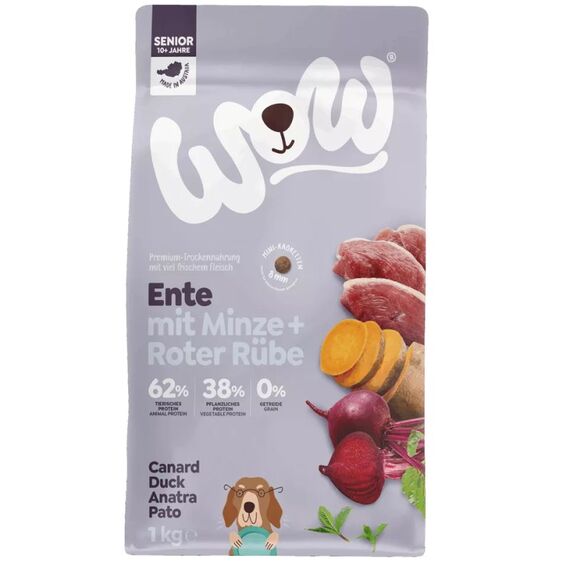 WOW.Pet WDS1000DU Hunde-Trockenfutter Senior Rote Bete, Ente