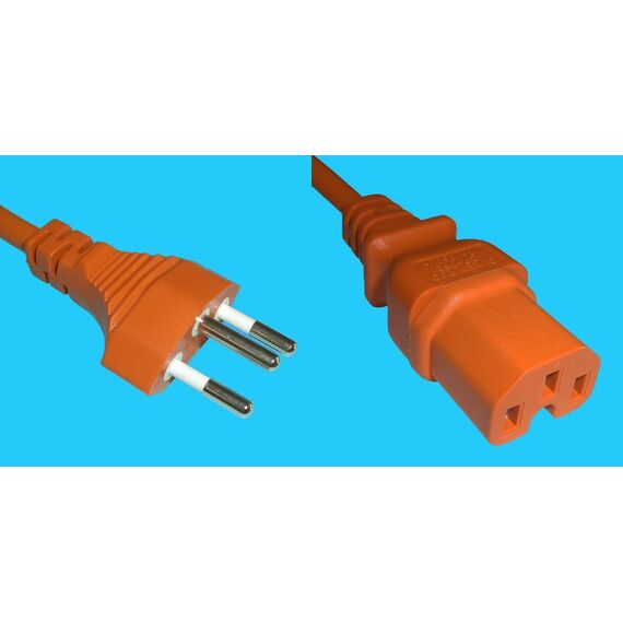 Diggelmann WGSPCOI-3 Stromkabel Orange 3 m Netzstecker Typ J C15-Koppler, Farbe: Orange, Länge: 3 m