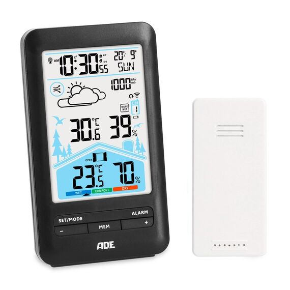 ADE WS2132 Digitale Wetterstation Schwarz LCD Akku