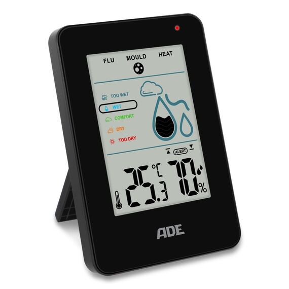 ADE WS2310-2 Hygrometer/Psychrometer Drinnen Elektronisches Hygrometer Schwarz, Farbe: Schwarz