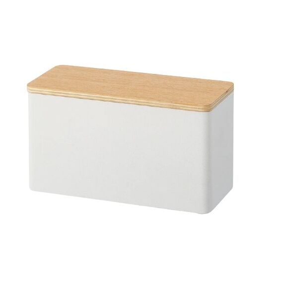 Yamazaki 4808 Aufbewahrungsbox Rechteckig Sperrholz, Stahl Weiß, Holz