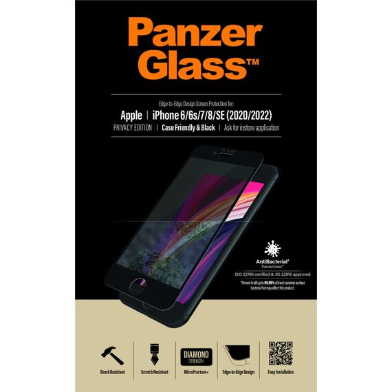 PanzerGlass ® Privacy Displayschutzglas iPhone SE (2020/2022) | 8 | 7 | 6 | 6s | Edge-to-Edge, 6 image