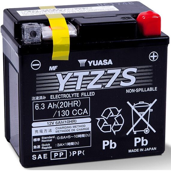 Yuasa YTZ7S Fahrzeugbatterie Plombierte Bleisäure (VRLA) 6,3 Ah 12 V 130 A Motorrad