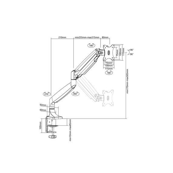 Multibrackets 3255 Flachbildschirm-Tischhalterung 68,6 cm (27") Tisch/Bank Silber, 8 image