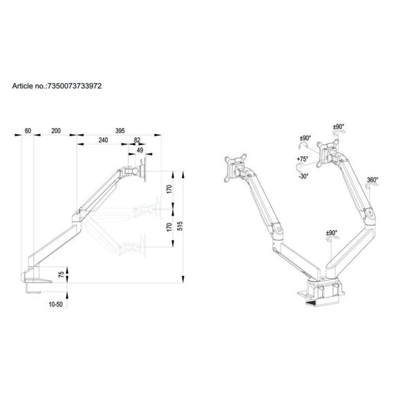 Multibrackets 3972 Flachbildschirm-Tischhalterung 81,3 cm (32") Tisch/Bank Silber, 14 image