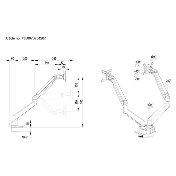 Multibrackets 4207 Flachbildschirm-Tischhalterung 81,3 cm (32") Tisch/Bank Schwarz, 17 image