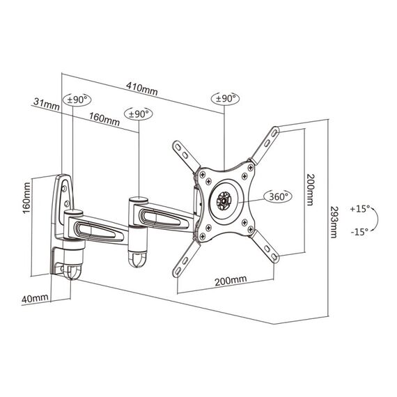 Multibrackets 6092 TV-Halterung 81,3 cm (32") Weiß, 7 image