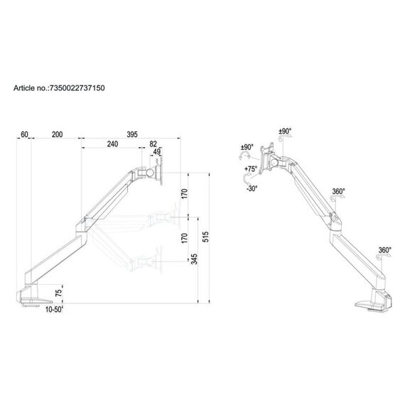 Multibrackets 7150 Flachbildschirm-Tischhalterung 81,3 cm (32") Tisch/Bank Weiß, 13 image