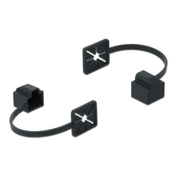 DeLOCK Staubschutz für RJ45 Stecker mit Befestigungsclip schwarz