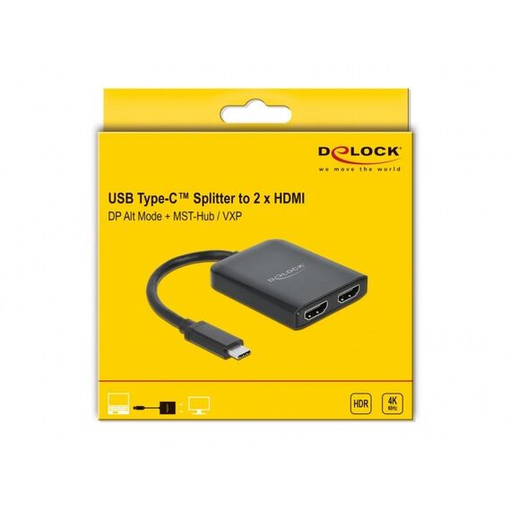 DeLOCK USB Type-C Splitter (DP Alt Mode) zu 2 x HDMI MST / VXP