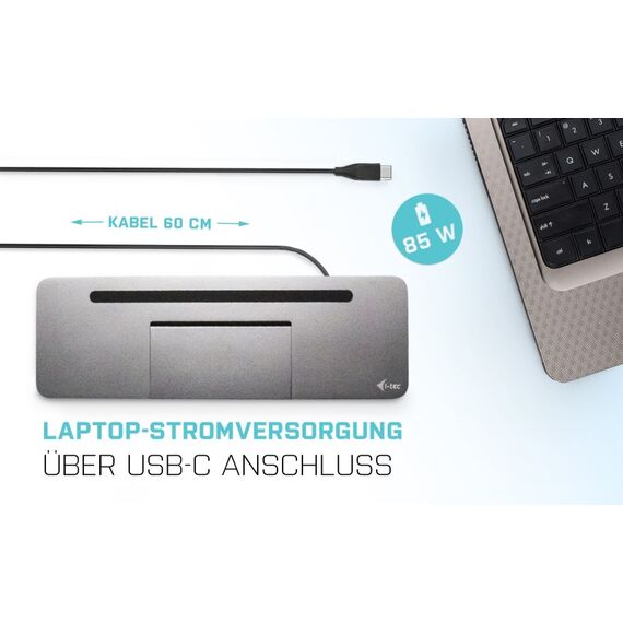 i-tec Metal USB-C Ergonomic 4K 3x Display Docking Station + Power Delivery 85 W, 12 image