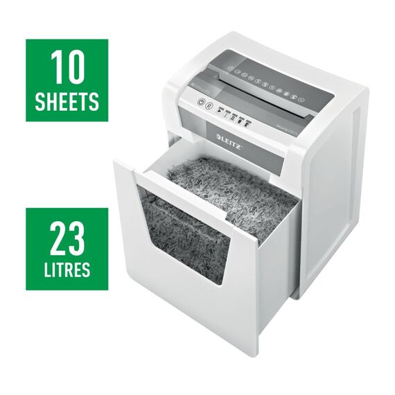 Leitz IQ Office P-5 Aktenvernichter Mikrogeschnittene Zerkleinerung 22,3 cm Weiß, 2 image