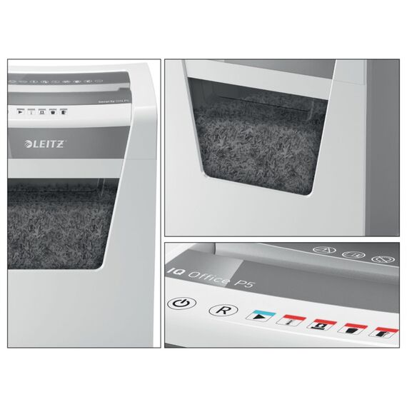 Leitz IQ Office P-5 Aktenvernichter Mikrogeschnittene Zerkleinerung 22,3 cm Weiß, 4 image