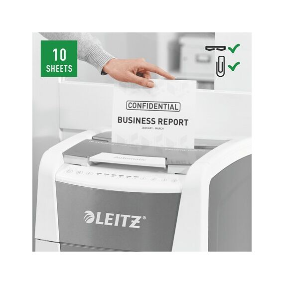 Leitz Automatischer Aktenvernichter Partikelschnitt-Zerkleinerung 55 dB 22 cm Weiß, 5 image