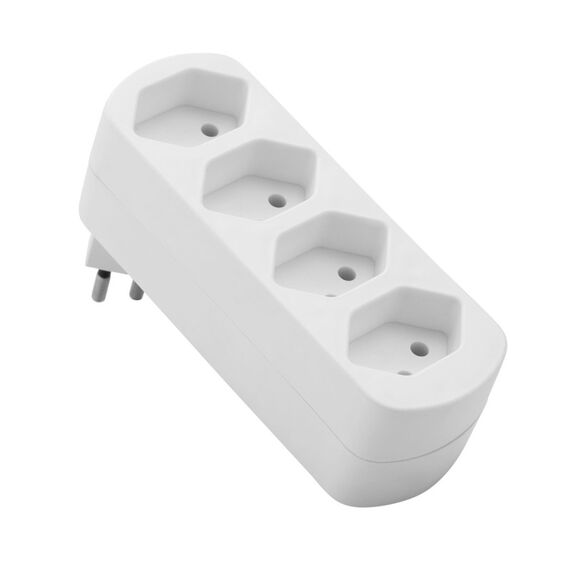 M. Schönenberger Abzweigstecker MOVE 4xT13 weiss 270° drehbar (offen), Farbe: Weiß