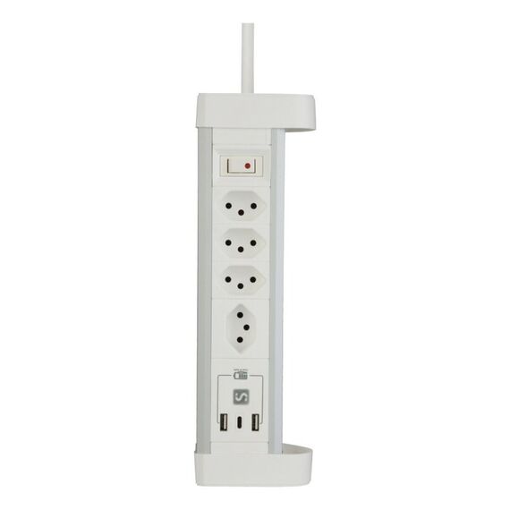 M. Schönenberger Alu Desktop USB-C Verlängerungskabel 2 m 4 AC-Ausgänge Drinnen Silber, Weiß, 2 image