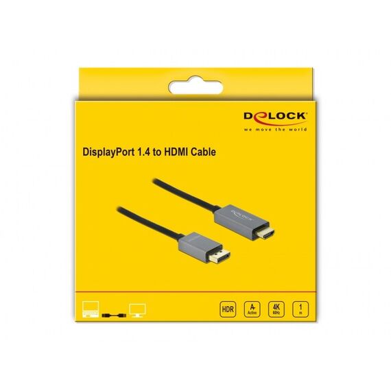 DeLOCK Aktives DisplayPort 1.4 zu HDMI Kabel 4K 60 Hz (HDR) 1 m