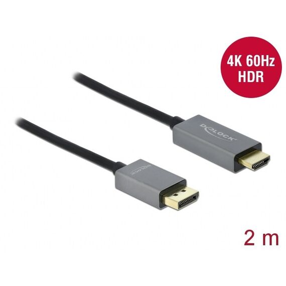 DeLOCK Aktives DisplayPort 1.4 zu HDMI Kabel 4K 60 Hz (HDR) 2 m