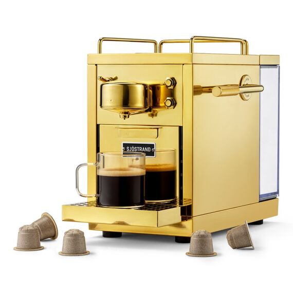 Sjöstrand Coffee The Original 2.0 Halbautomatisch Pad-Kaffeemaschine 1,2 l, Farbe: Messing