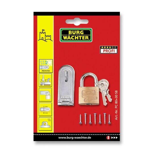 BURG-WÄCHTER PCC 80 + 222 30 SB Vorhängeschloss Herkömmliches Vorhängeschloss