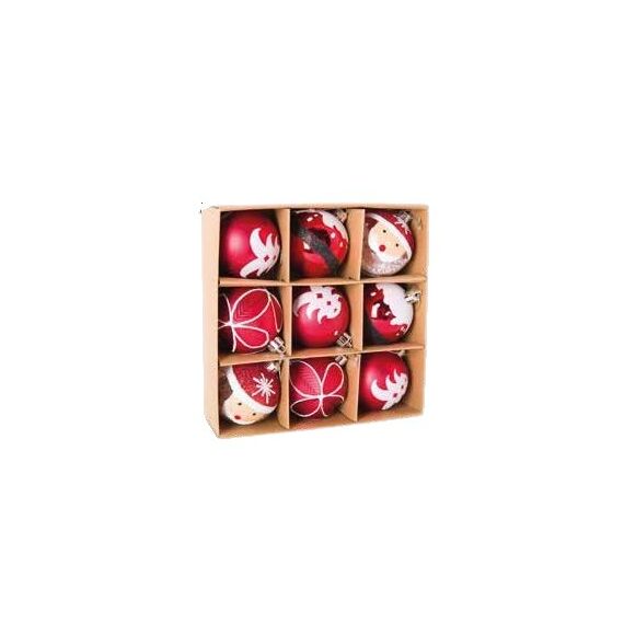 Dekomat AG 7370548 Christbaumschmuck Kugel-Weihnachtsschmuck Rot, Weiß 9 Stück(e)