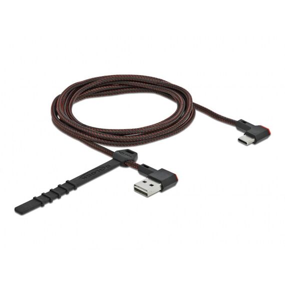 DeLOCK EASY-USB 2.0 Kabel Typ-A Stecker zu USB Type-C™ Stecker gewinkelt links / rechts 2 m schwarz, Länge: 2 m