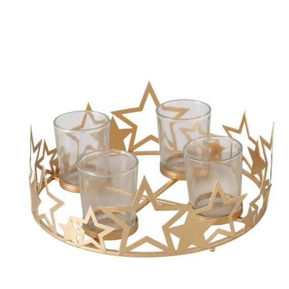 Boltze 2083172 Kerzenständer Eisen Gold