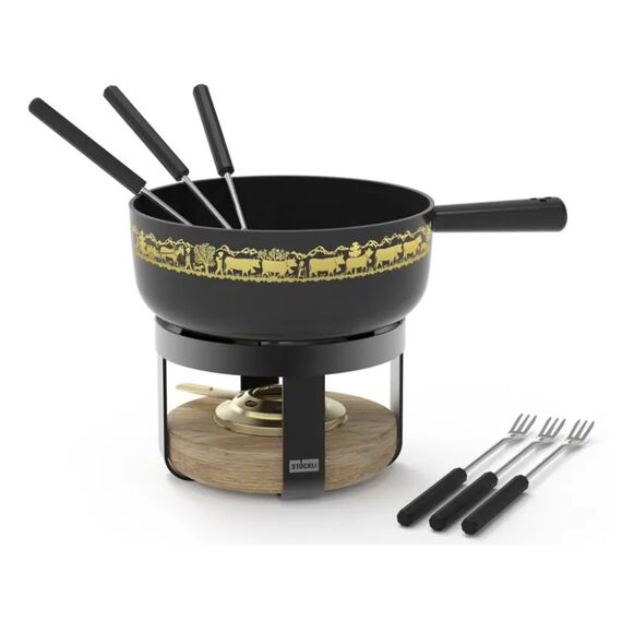 Stöckli 8533.722211AA Fondue Set Schwarz, Holz